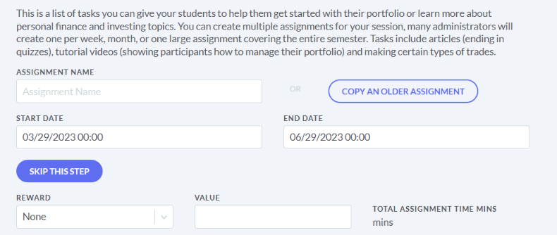 Create your first assignment