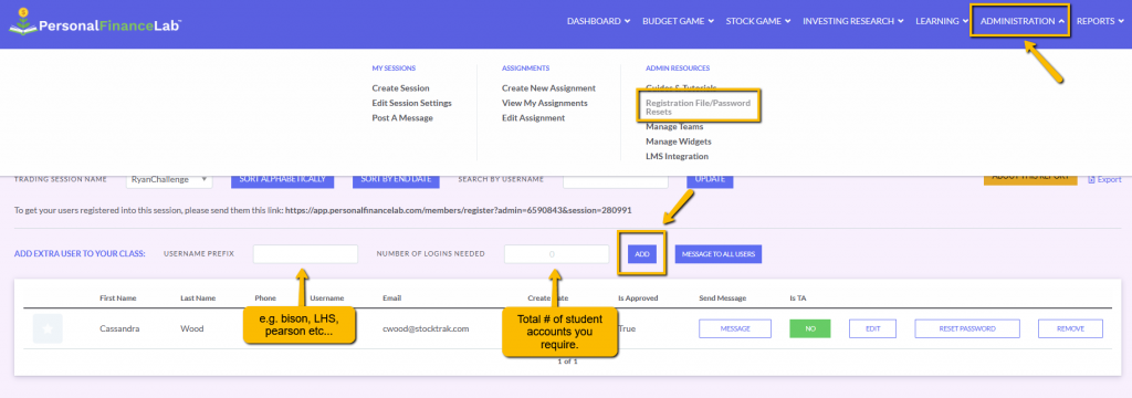 Generate Student Accounts